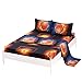 SDIII 4PCS Fiery Basketball Sheets Set Full, Soft Microfiber Sports Sheets Full, Basketball Bedding Sheet Set for Boys Girls Kids and Teens