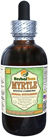 Herbal Terra LLC Organic Myrtle (Myrtus communis) Glycerite, Dried Leaves Alcohol-Free Liquid Extract 2 oz