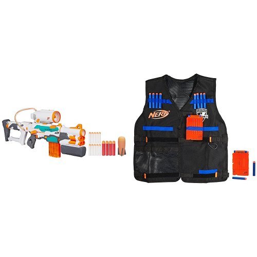 Nerf Modulus Tri-Strike  and Nerf N-Strike Elite Tactical Vest Kit Bundle(Frustration-Free Packaging Bundle)