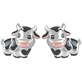 Cute Cow Cartilage Tiny Stud Earrings 925 Sterling Silver Cattle Animal Tragus Sleeper Hypoallergenic Small Studs Earring Fashion Birthday Jewelry Gifts for Women Daughter
