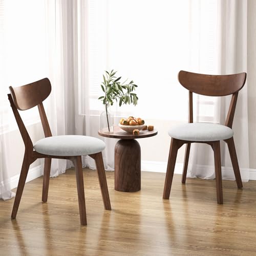 KOTEK Dining Chairs Set of 4, Mid Century Modern Kitchen Chairs with Rubber Wood Legs, Cushioned Seat, Curved Backrest, Wooden Side Chairs for Dining Room, Living Room