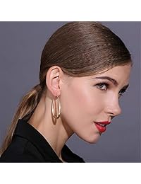 Moocai - Pendientes ovalados con forma de lágrima, diseño vintage, color dorado tallado, para mujer, chica, joyería de 1.575 in, hipoalergénico, bonito regalo