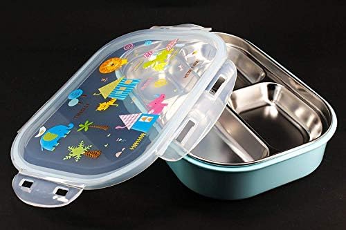 BLEQYS® Stainless Steel Lunch Boxs Containers with Compartments Microwave Bento Box for Kids Picnic Food Container Tray Box - Multi Color
