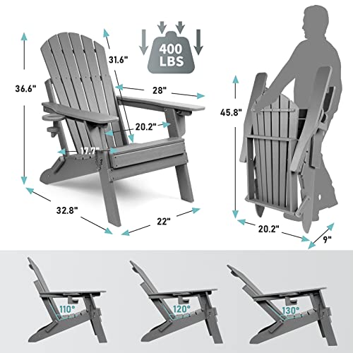 FUNBERRY Plastic Adirondack Chairs,Folding Adirondack Chairs,Adjustable