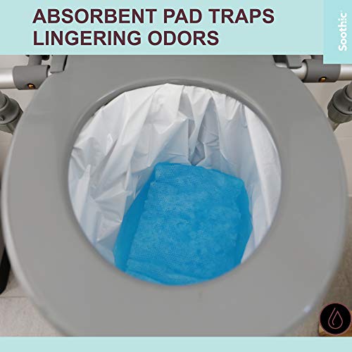 Soothic Commode Liner with Absorbent Pad, Disposable Bag, Standard Universal fit 24 Pack