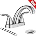Phiestina Centerset 4 Inch Brushed Nickel 2 or 3 Holes Stainless Steel Bathroom Sink Faucet, 2 Handle Bathroom Faucet with Copper Pop Up Drain and Water Supply Lines, BF008-5-BN