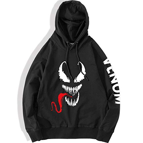 YOURNELO Boy's Fashion Marvel Villain Venom Thick Hoodie Pullover Sweatshirt Jumper (Black, M)