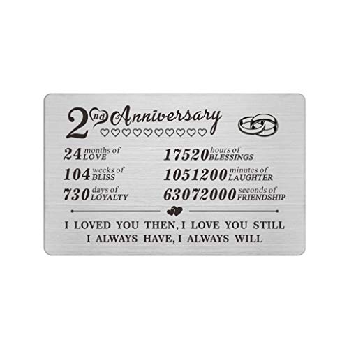 DEGASKEN 2 Year Anniversary Steel Gifts Wallet Card for Men Him Boyfriend, Second 2nd Yr Wedding Anniversary Keepsake Gift for Husband Wife Her