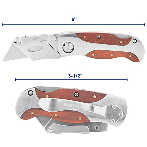 Sheffield 12818 Ultimate Lock Back Utility Knife with Leather Sheath