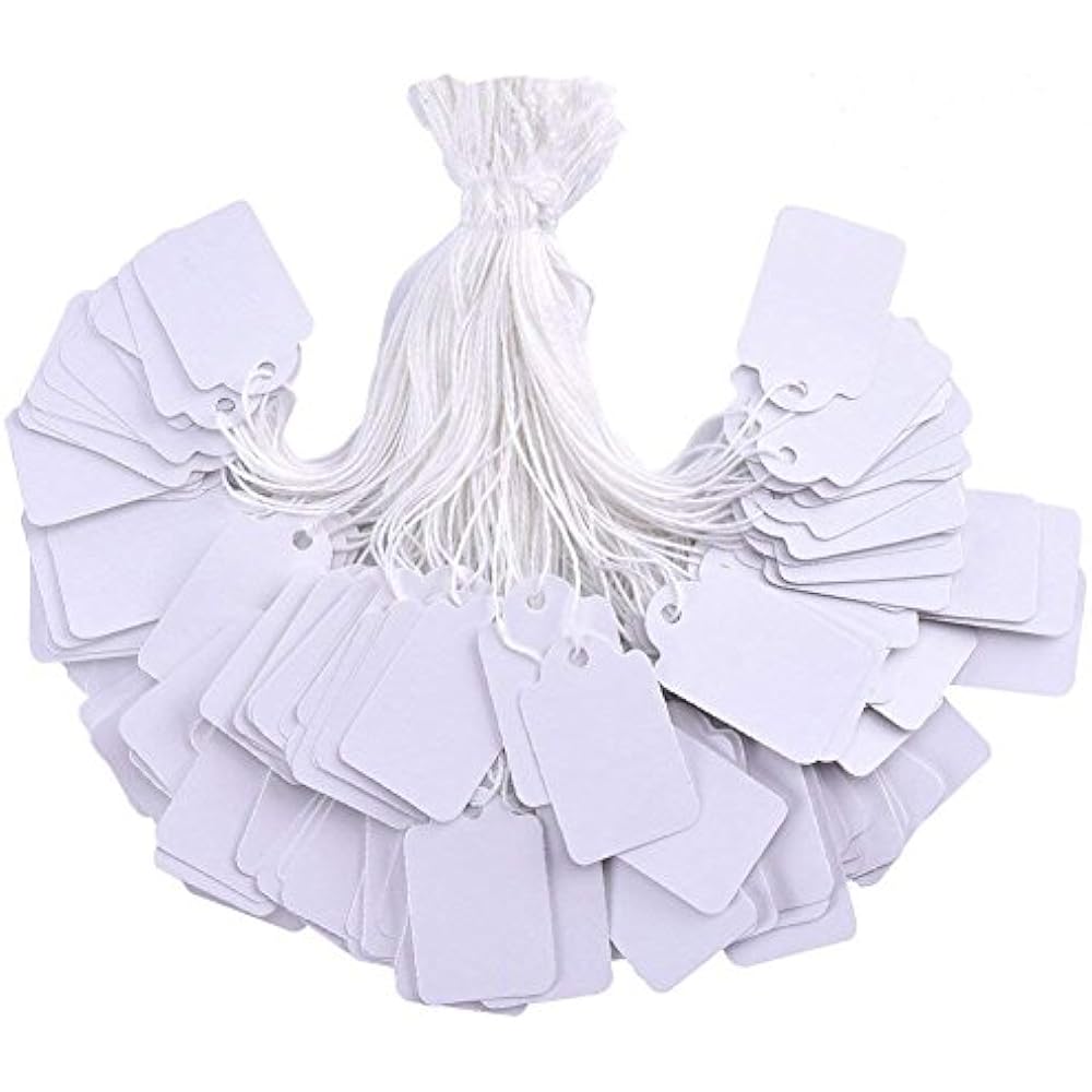 500 Pieces White Tags String Marking Strung Writable Display Label Product Tags, eBay