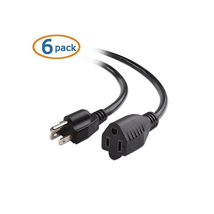 Cable Matters 6Pack 16 AWG Heavy Duty 3 Prong AC Power Extension Cord