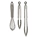 Baking Utensils, Silicone Tongs with Stainless Steel Handles (Gray, 3 Piece Set)