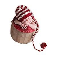 Coberllus Cute Newborn Photography Props Boy Girl Outfits Crochet Knit Christmas Clothes Long Tail Hat Girls Photo Shoot Props