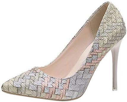 Baiggooswt Women's Fashion Pointed Pointy Toe Thin Heel Shoes Wild Mixed Colors Shallow High Heel Pumps Bronze