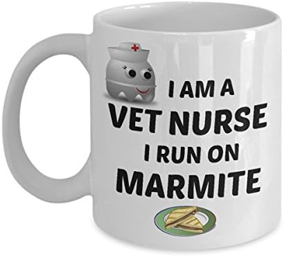 Nursing Coffee Mug, I Am A Vet Nurse I Run On Marmite, is Unique Funny Gift for Veterinarian Nurses! Love or Hate Marmite Mugs, this One-Of-A-Kind Novelty Ceramic Cup is a Perfect Conversation Piece!