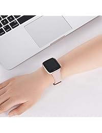 WFEAGL - Correa de repuesto para Fitbit Versa, correa de piel de grano superior para Fitbit Versa Fitness Smart Watch