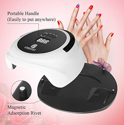 OHIYO Nail Dryer, UV Nail Lamp 75W Led Nail Curing Lamp, Nail Polish Dryer LED Curing Light UV Lamp for Gel Nails 4Timer Setting, Memory Function For Manicure Gel Nail Polish, Fingernail & Toenail - Thumbnail 3
