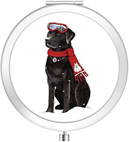 Metal Lovely Hand Mirror, Compact Foldable Portable Cosmetic Magnetic for Purse or Travel-Dog