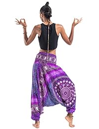Harem pantalón unisex con diseño tribal, chakra, mono, para hombre y dama