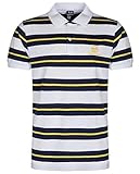 Sergio Tacchini Men's Ealing Striped Polo T Shirt White / Navy / Yellow
