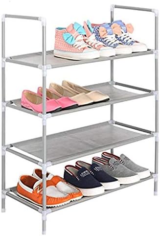 Cmerchants Shoe Rack Organiser 4 Layer (Silver)4 Rack Portable