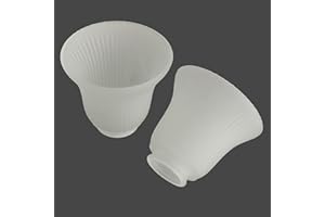 Anmire 2 Pack Frosted Ribbed Glass Shade, Bell Shaped Light Fixture Replacement Globe or Cover with 2-1/8-Inch Fitter for Ceiling Fan Light Chandelier Wall Sconce, G0016