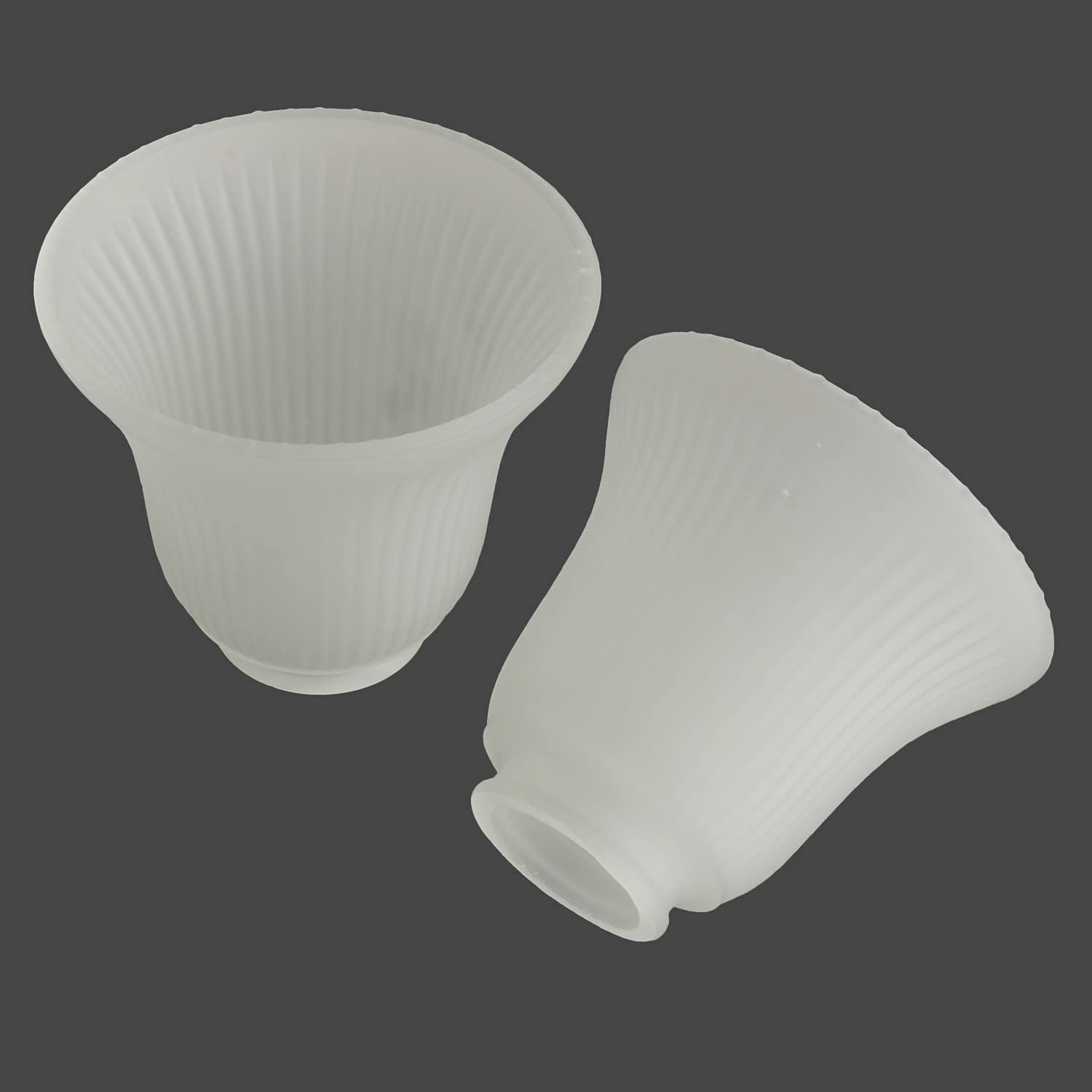Photo 1 of Anmire 2 Pack Frosted Ribbed Glass Shade, Bell Shaped Light Fixture Replacement Globe or Cover with 2-1/8-Inch Fitter for Ceiling Fan Light Chandelier Wall Sconce, G0016