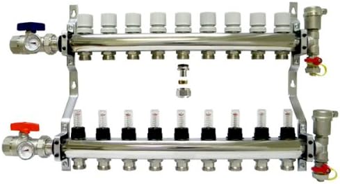 9-branch Radiant Heat Manifold Package for 1/2 PEX Tubing