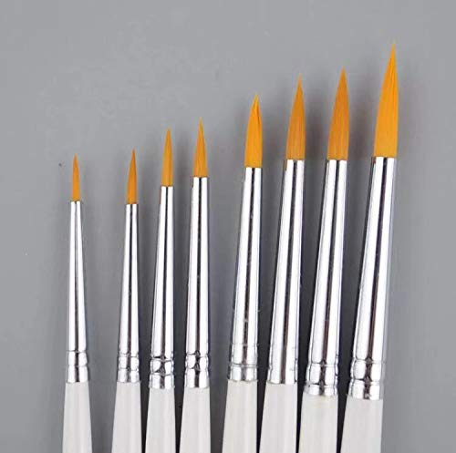 XDT 377 Micro Detail Paint Brush Artist Pin Point Painting Brushes Set 8 Piece #00#0#1#2#3#4#5#6 Nylon, Acrylic Watercolor Oil, Fine Detailing Painting, Art, Scale Models Kit - Thumbnail 2