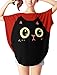 Allegra K Women Cat T Shirt Dolman Sleeve Loose Summer Tops M Red