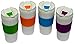 Set of 4 Double Wall Insulated Travel Mugs with Colorful Wraps and Lids, 16 Oz. - Orange, Purple, Green, Blue