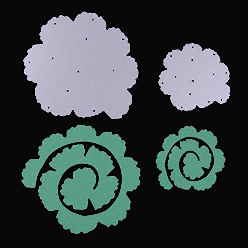 Whitelotous Cutting Dies Cut Dies Stencil Metal Template Mould for DIY Scrapbook Album Paper Card (2 pcs Rose Flower) - Thumbnail 4