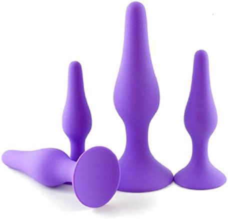 Langcal Safe Silicone A+N+A+L Plug Kit Medical Prostate Massager for Female Male,4 Packs (Purple)