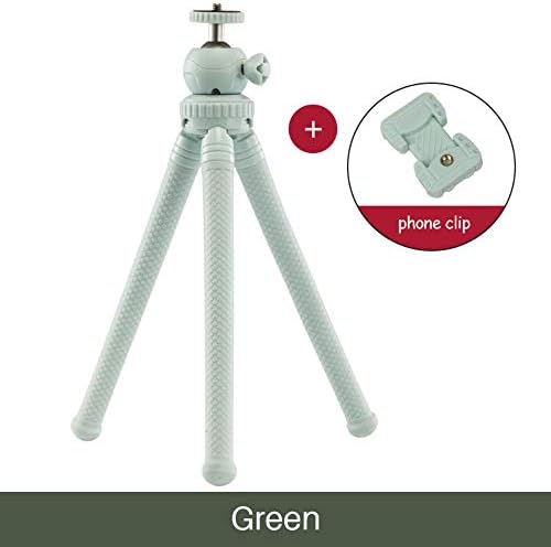 Flexible Phone Tripod Octopus with Phone Clip Outdoor Portable DSLR Camera Mini Tripod Bundle (Cyan)