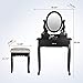 mecor Vanity Table Set, Makeup Table with 3 Drawers/Oval Mirror,Wood Dressing Table and Cushioned Stool Girls Women Bedroom Furniture Black