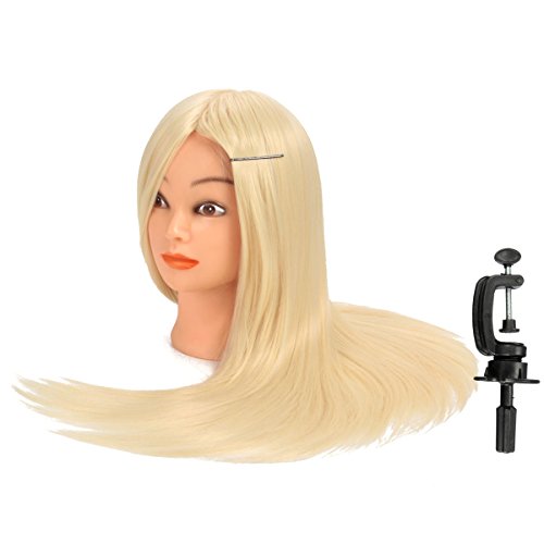 24'' Salon Cosmetology Human Hair Hairdressing Training Head Mannequin Clamp US