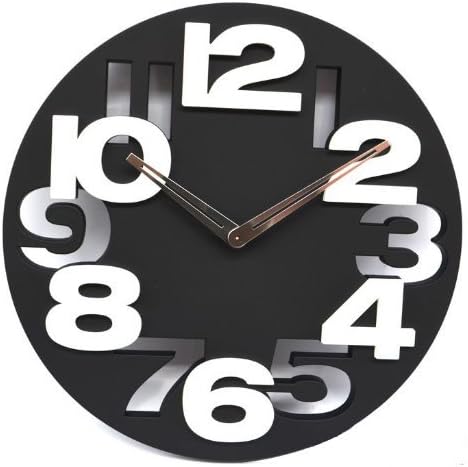 3D Big Digit Modern Contemporary Kitchen Office Home Decor Wall Clock Black