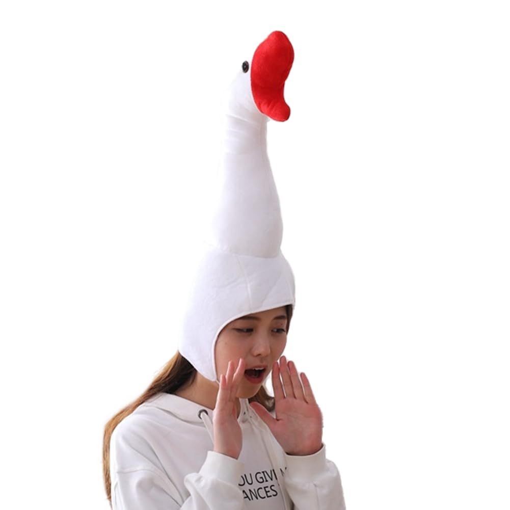 haozaikeji Plush Goose Hat with Long Neck Novelty Party Hat Adult Creative Animal Fancy Dress Hats for Cosplay Photoshoot Stage Performance Christmas Halloween Party — image 1