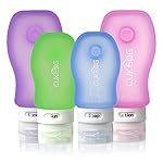 Travel Bottles, Leak Proof Squeezable and Refillable Suction Cup Silicone Travel Toiletry Containers Set with Zipper Bag, Holds for Lotion, Cond, Shamp, Soap etc. (2OZ & 3OZ, 4Bottles)