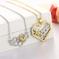 LOSOUL Honey Bee Necklace Geometric Honey Pendant Necklace Jewelry for Women Girls