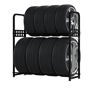 MEICHEPRO タイヤラック タイヤスタンド 2段式タイヤラック 8本タイヤ収納 耐荷重300kg