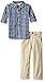 Calvin Klein Toddler Boys Shirt and Twill Pants Set, Blue, 3T