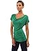 PattyBoutik Women Cowl Neck Short Sleeve Top (Green Medium)