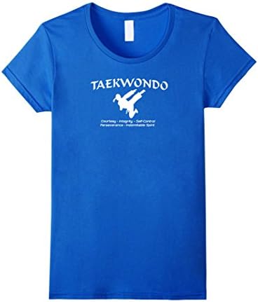 Womens Taekwondo Kick Girl and TKD Tenets Large Royal Blue
