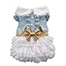 SMALLLEE_LUCKY_STORE Fairy Denim Dog Dress for Dog Clothes Charming Cozy Dog Shirt Pet Dress L