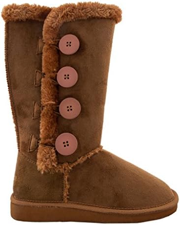Women's Button Faux Soft Fur Snow Winter Boot TRENDS SNJ SHOES