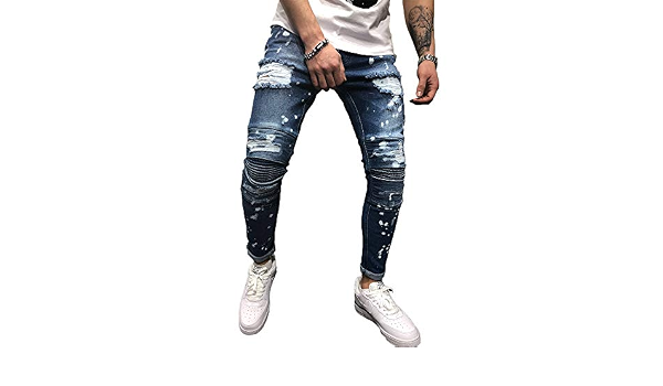 FULA-bao Men's Destroyed Ripped Skinny 
