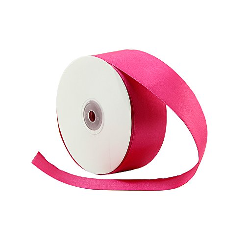 VATIN 1-1/2 inch Wide Double Face Solid Satin Ribbon Roll - 50-Yards ( Hot Pink)