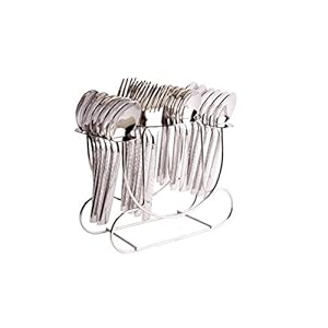 Shapes Feast 24 pcs Cutlery Set (6 pcs Dinner Spoon, 6 pcs Dinner Fork, 6pcs Tea Spoon, 6 pcs Baby Spoon & 1pcs Stand)