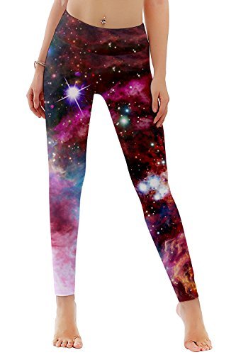 TUONROAD High Waist Printed Leggings Tummy Control Fitness Active Workout Running Jogging Gym Yoga Pants Activewear (Galaxy Space-1, S)